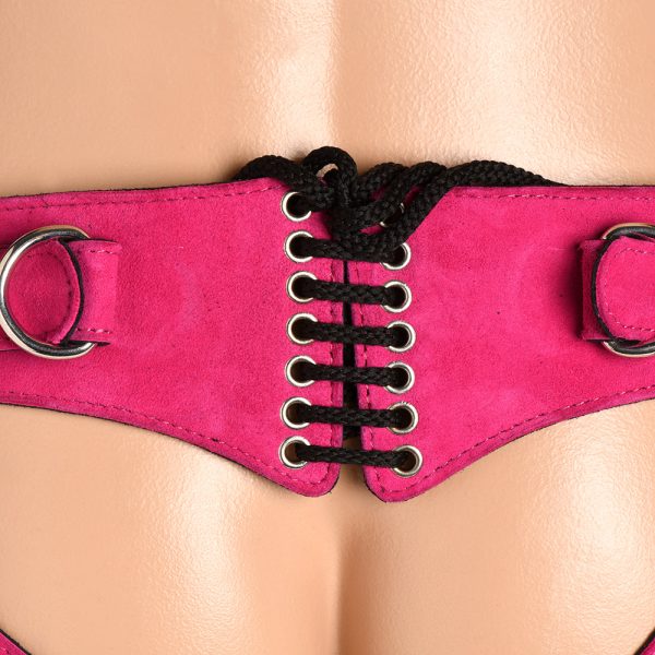 Strap U Bodice Deluxe Leather Corset Harness Pink - Image 8