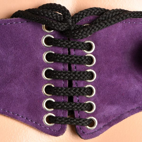 Strap U Bodice Deluxe Leather Corset Harness Purple - Image 8