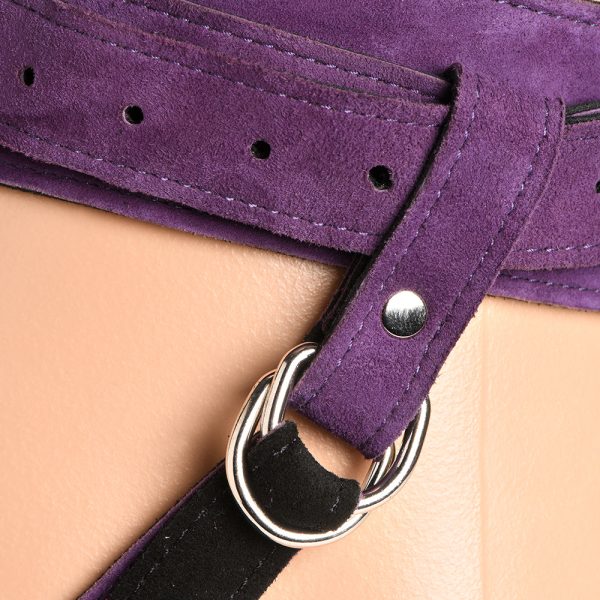 Strap U Bodice Deluxe Leather Corset Harness Purple - Image 9