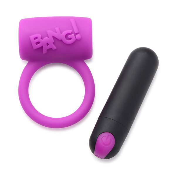 BANG! Couple''s Love Ring, Finger Vibe, Bullet & Blindfold Kit Purple - Image 8