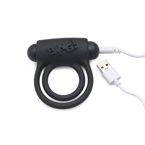 BANG! Silicone Cock Ring & Bullet with Remote Control Black - Image 6