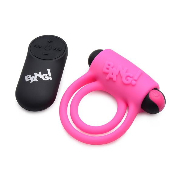 BANG! Silicone Cock Ring & Bullet with Remote Control Pink - Image 2