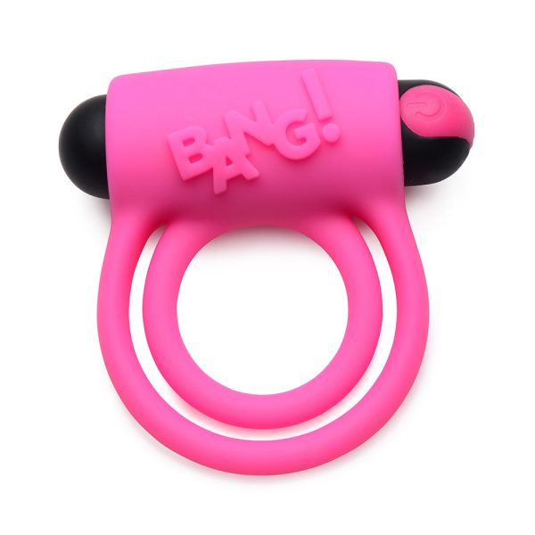BANG! Silicone Cock Ring & Bullet with Remote Control Pink - Image 4
