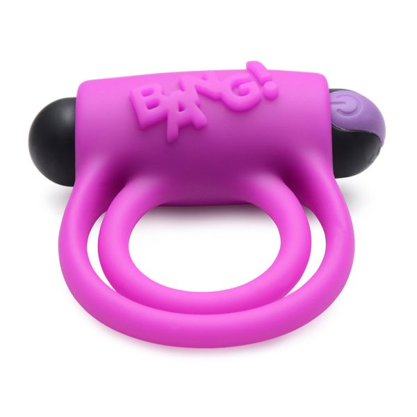 BANG! Silicone Cock Ring & Bullet with Remote Control Purple - Image 4
