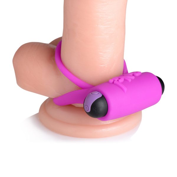 BANG! Silicone Cock Ring & Bullet with Remote Control Purple - Image 7