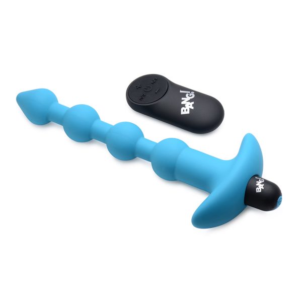BANG! Vibrating Silicone Anal Beads & Remote Control Blue - Image 4