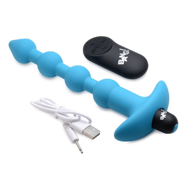 BANG! Vibrating Silicone Anal Beads & Remote Control Blue - Image 5