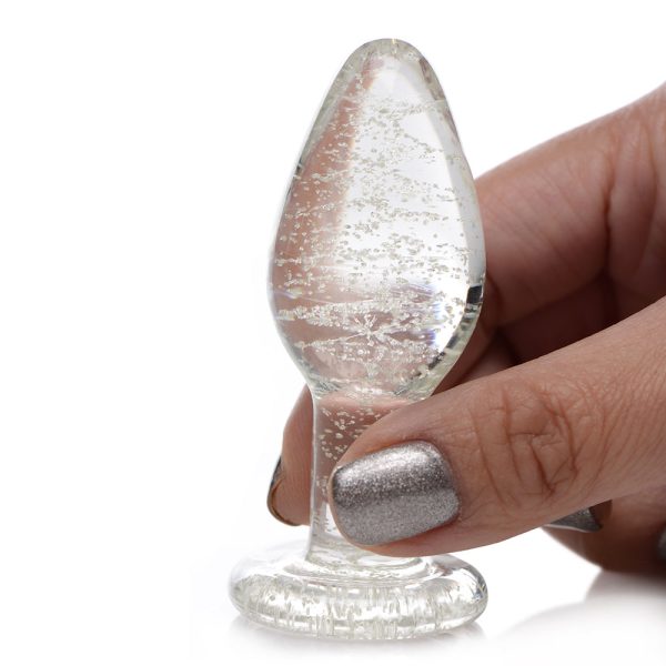Booty Sparks Glow-in-the-Dark Glass Anal Plug Small - Image 4