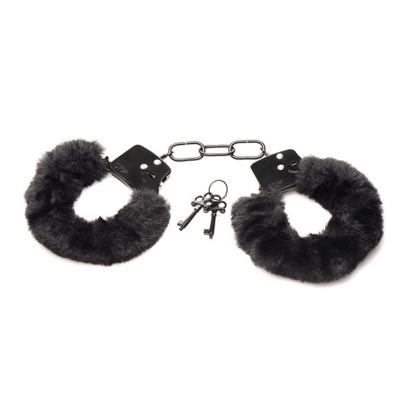 Master Series Cuffed in Fur Furry Handcuffs Black - Image 2