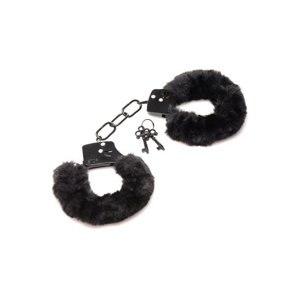 Master Series Cuffed in Fur Furry Handcuffs Black - Image 3