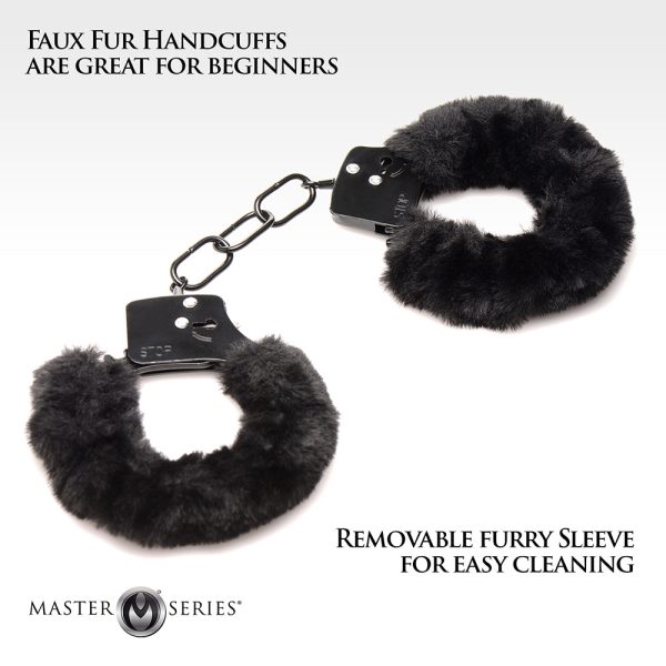 Master Series Cuffed in Fur Furry Handcuffs Black - Image 8