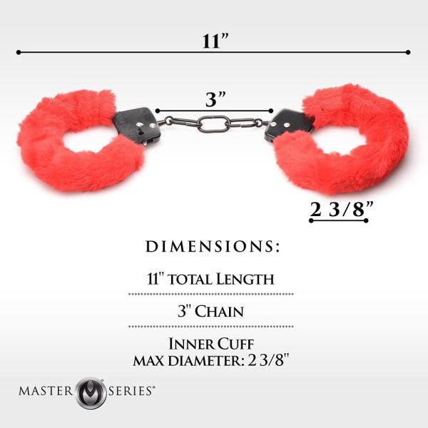 Master Series Cuffed in Fur Furry Handcuffs Red - Image 9
