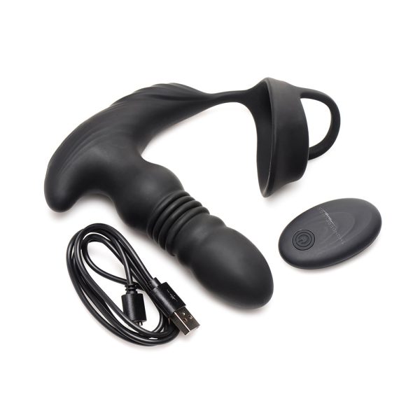 Thunderplugs 10X Thrusting Silicone Vibrator with Cock & Ball Strap & Remote - Image 6