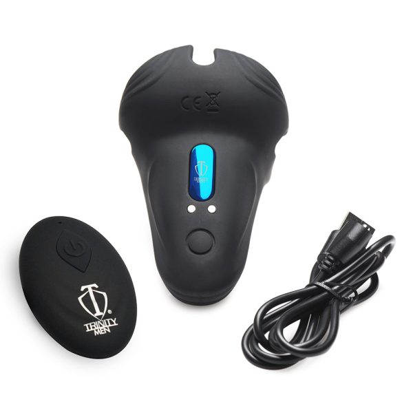 Trinity Men 10X Silicone Cock & Ball Ring with Taint Stim and Remote Control - Image 8