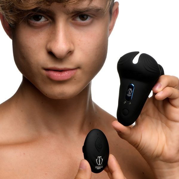 Trinity Men 10X Silicone Cock & Ball Ring with Taint Stim and Remote Control - Image 10