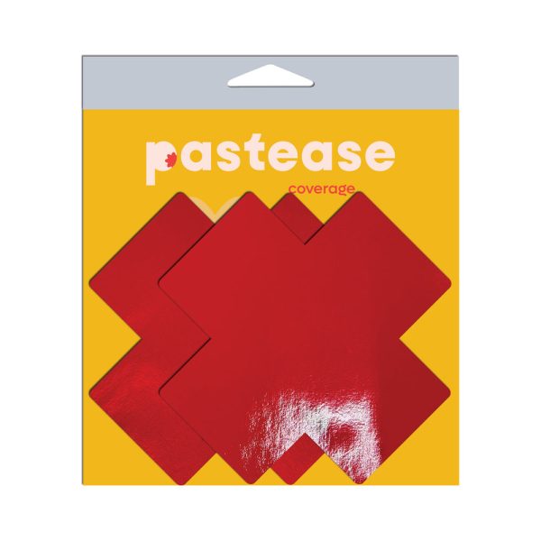 Pastease Faux Latex Pleather Vinyl Red Full Breast Covers Support Tape - Image 2