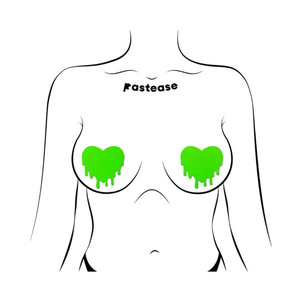 Pastease Neon Green Melty Heart Nipple Pasties - Image 3