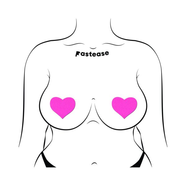 Pastease Neon Pink Day-Glow Lycra Heart Nipple Pasties - Image 4