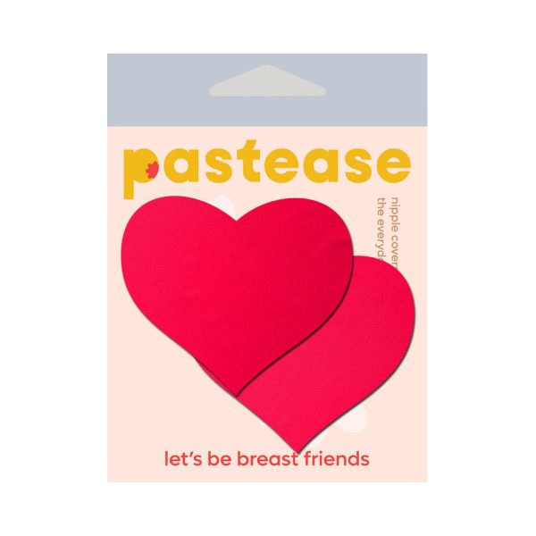 Pastease Neon Red Day-Glow Lycra Heart Nipple Pasties - Image 2