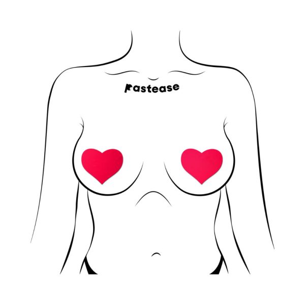 Pastease Neon Red Day-Glow Lycra Heart Nipple Pasties - Image 3