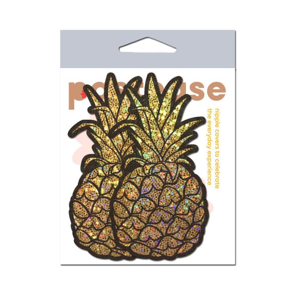 Pastease Pineapple on Glitter Gold Nipple Covers - Image 2