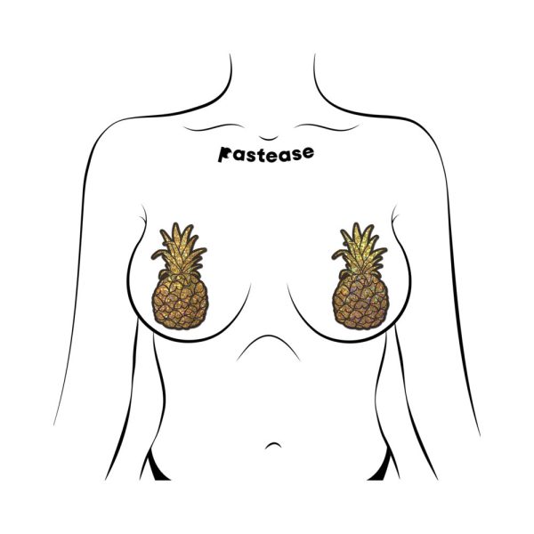Pastease Pineapple on Glitter Gold Nipple Covers - Image 3