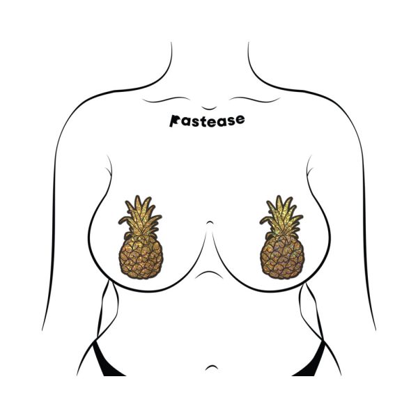 Pastease Pineapple on Glitter Gold Nipple Covers - Image 4