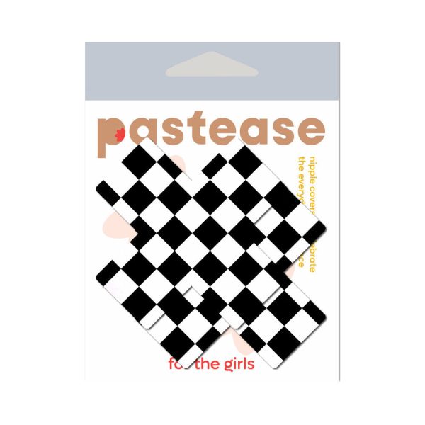 Pastease Plus X Black & White Checker Cross Nipple Pasties - Image 2