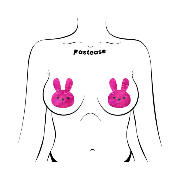 Pastease Glittery Pink Marshmallow Easter Bunny Nipple Pasties - Image 3