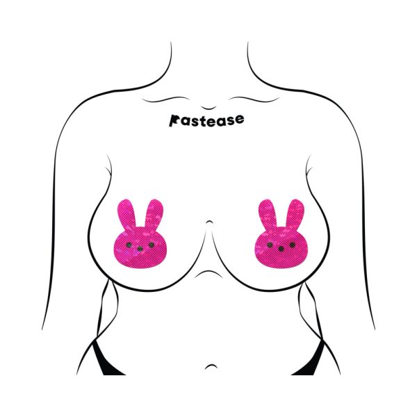 Pastease Glittery Pink Marshmallow Easter Bunny Nipple Pasties - Image 4