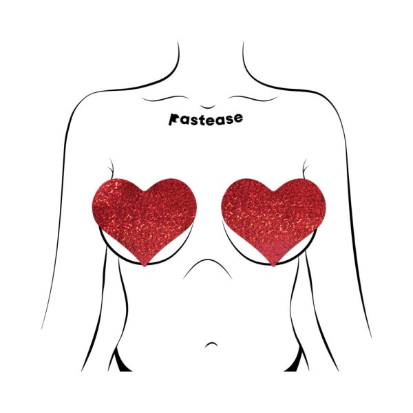 Pastease Heart Glitter Red Full Breast Covers Support Tape - Image 3