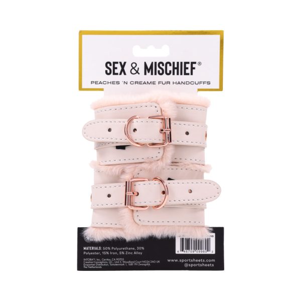 Sportsheets Sex & Mischief Peaches ''n CreaMe Fur Handcuffs - Image 10