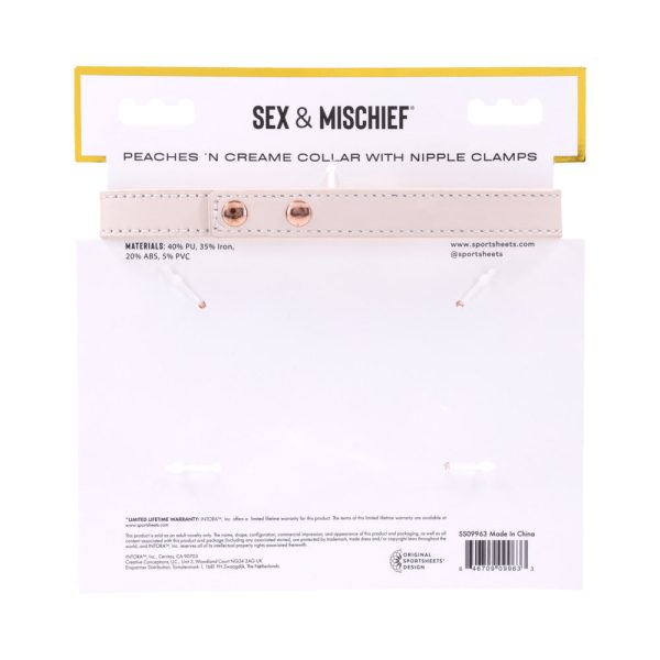 Sportsheets Sex & Mischief Peaches ''n CreaMe Collar with Nipple Clamps - Image 8