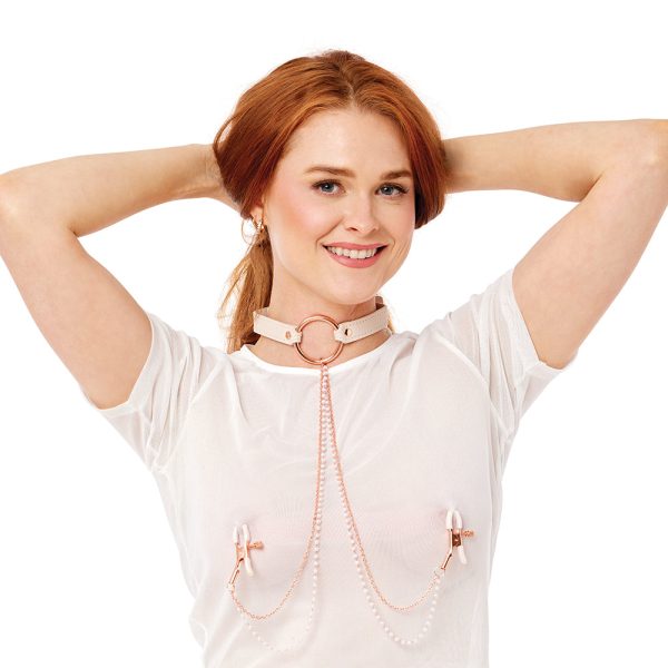 Sportsheets Sex & Mischief Peaches ''n CreaMe Collar with Nipple Clamps - Image 9