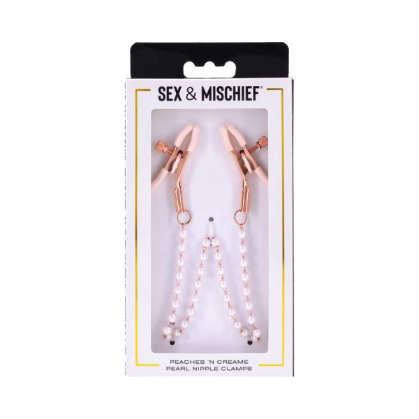 Sportsheets Sex & Mischief Peaches ''n CreaMe Pearl Nipple Clamps - Image 6