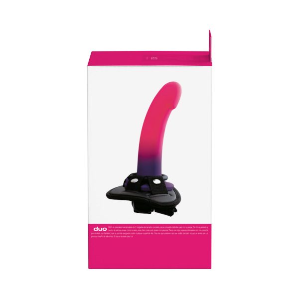 VeDO Duo Silicone Dildo (Non-Vibrating) with Harness Pink/Purple - Image 7