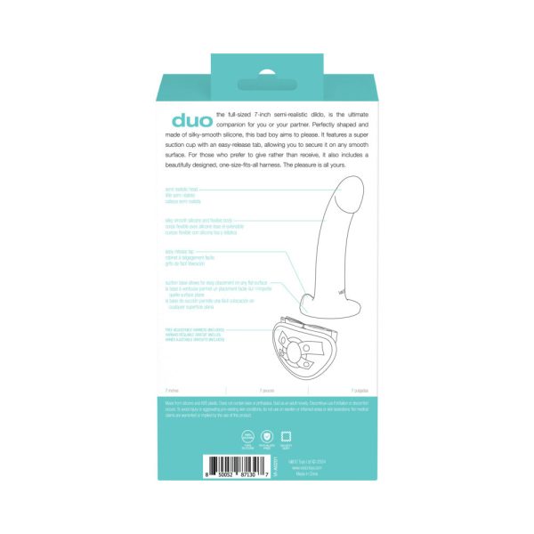 VeDO Duo Silicone Dildo (Non-Vibrating) with Harness Turquoise/Black - Image 8