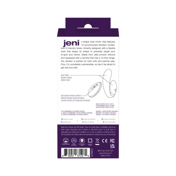 VeDO Jeni C-Shaped Dual Motor Vibe with Remote Purple - Image 8