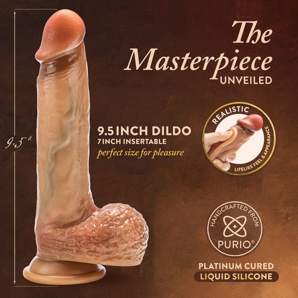 Renaissance Raphael Sliding Foreskin Dildo with Squeezable Balls 9.5 in. Tan - Image 6