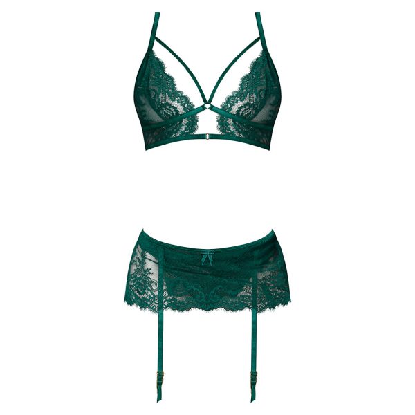 Magic Silk Evermore Bralette, Garter Skirt & Thong Set Emerald S/M - Image 4