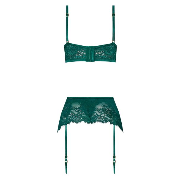 Magic Silk Evermore Bralette, Garter Skirt & Thong Set Emerald L/XL - Image 5