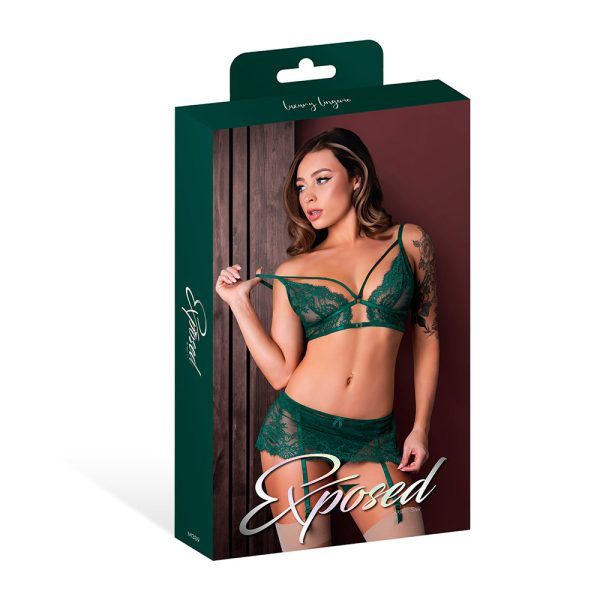 Magic Silk Evermore Bralette, Garter Skirt & Thong Set Emerald L/XL - Image 6