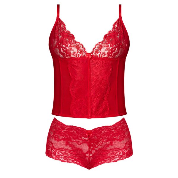 Magic Silk Sugar High Plunge Bustier & Boy Short Set Red Queen Size - Image 5