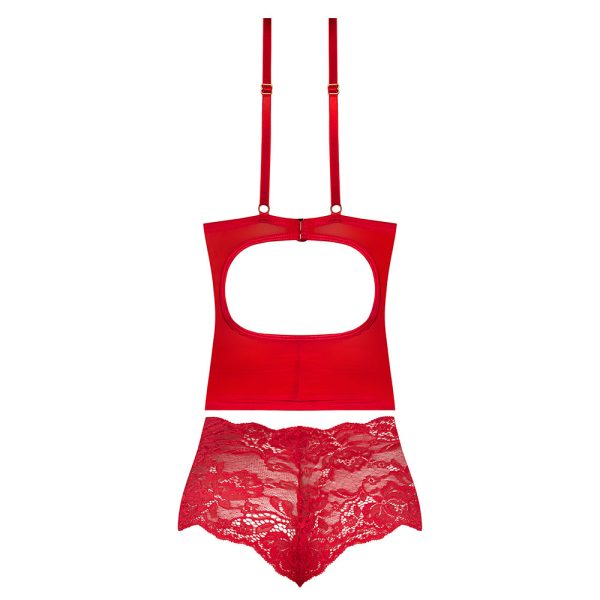 Magic Silk Sugar High Plunge Bustier & Boy Short Set Red Queen Size - Image 6