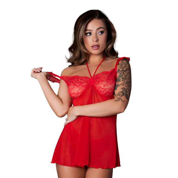 Magic Silk Sugar High Babydoll & Thong Set Red S/M - Image 2