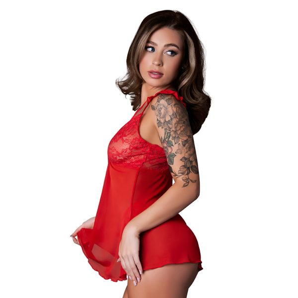 Magic Silk Sugar High Babydoll & Thong Set Red S/M - Image 3