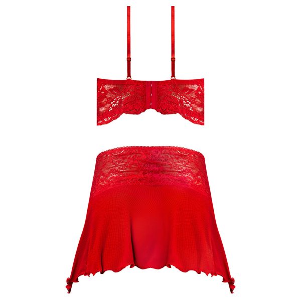 Magic Silk Sugar High Bralette, Cincher Skirt & Thong Set Red Queen Size - Image 5