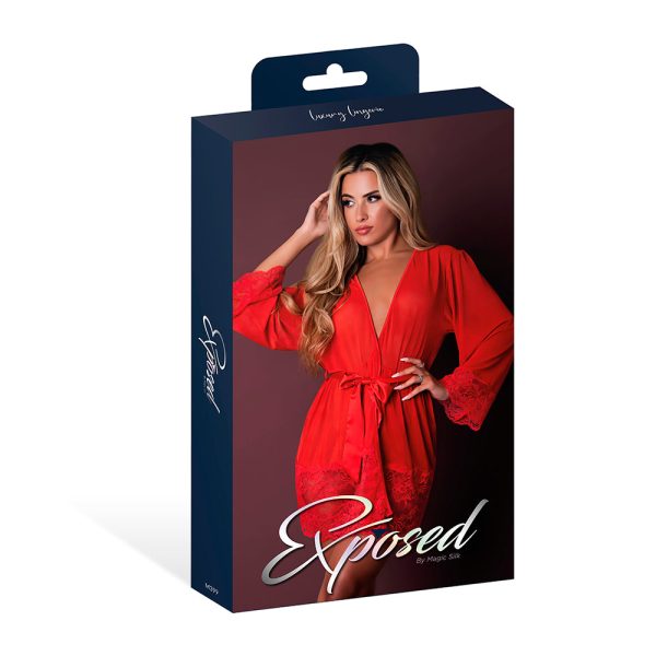 Magic Silk Sugar High 3/4 Sleeve Robe Red L/XL - Image 7