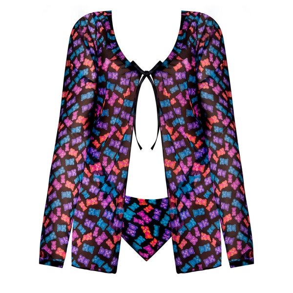 Magic Silk Hazy Dayz Tie Front Jacket & Thong Set Gummy Bears L/XL - Image 4