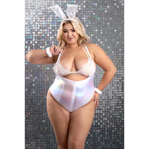 Fantasy Lingerie Play Bunny Hills 5-Piece Bunny Costume Set White XL/2XL - Image 2